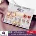 Crystal Stud Earrings-9 pairs