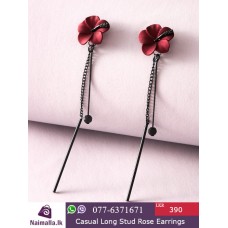 Casual  Ladies Long Stud Rose Earrings