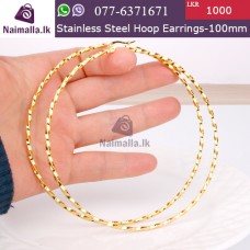 Gold Stainless Steel Large Hoop Earrings - 100mm