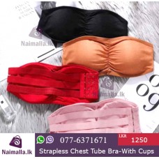 Strapless Chest Tube Bra-With Cups